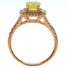 LARGE 1.54CT PINK & FANCY YELLOW DIAMOND 18KT YELLOW & ROSE GOLD ENGAGEMENT RING