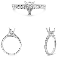 .53CT DIAMOND 14K WHITE GOLD ROUND PEAR SHAPE CLASSIC SEMI MOUNT ENGAGEMENT RING