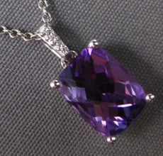 1.05CT DIAMOND & AAA AMETHYST 14KT WHITE GOLD CUSHION & ROUND FLOATING PENDANT