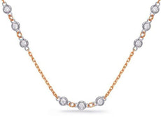 .66CT DIAMOND 14KT ROSE & WHITE GOLD 3D ROUND BEZEL BY THE YARD LOVE NECKLACE