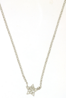 ESTATE .05CT DIAMOND 14KT WHITE GOLD 3D CLASSIC STAR PAVE LOVE NECKLACE