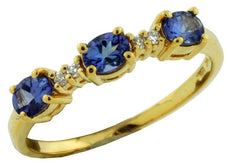 .61CT DIAMOND & AAA TANZANITE 14KT YELLOW GOLD 3D PAST PRESENT FUTURE LOVE RING