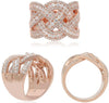 LARGE 1.96CT DIAMOND 14K ROSE GOLD MULTI ROW CRISS CROSS INFINITY LOVE KNOT RING