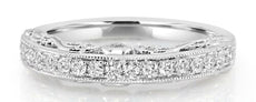 .46CT DIAMOND 18KT WHITE GOLD 3D ROUND FILIGREE SEMI ETERNITY ANNIVERSARY RING