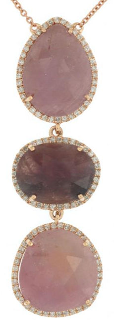 23.95CT DIAMOND & AAA PINK & BROWN SAPPHIRE 14KT ROSE GOLD MULTI SHAPE NECKLACE