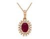 1.29CT DIAMOND & AAA RUBY 14KT ROSE GOLD 3D OVAL & ROUND HALO FLOATING PENDANT