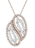 ESTATE 1.18CT DIAMOND 18K WHITE & ROSE GOLD DOUBLE LEAF CRISS CROSS LOVE PENDANT