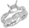 LARGE 1.3CT DIAMOND 18K WHITE GOLD SQUARE WEDDING ENGAGEMENT SEMI MOUNT RING SET