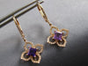 1.15CT DIAMOND & AAA AMETHYST 14K ROSE GOLD PRINCESS CUT & ROUND FLOWER EARRINGS