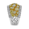 LARGE 5.75CT WHITE & FANCY YELLOW DIAMOND 18KT 2 TONE GOLD 3D ANNIVERSARY RING