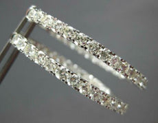 EXTRA LARGE 5.0CT DIAMOND 14KT WHITE GOLD 3MM INSIDE OUT HOOP HANGING EARRINGS