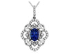 1.08CT DIAMOND & AAA TANZANITE 14KT WHITE GOLD 3D OVAL & ROUND FLOATING PENDANT