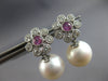 1.1CT DIAMOND & AAA PINK SAPPPHIRE & SOUTH SEA PEARL 14KT WHITE GOLD 3D EARRINGS