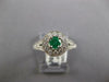 .77CT DIAMOND & AAA EMERALD 18KT WHITE GOLD ROUND HALO FILIGREE FLOWER FUN RING
