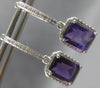 2.75CT DIAMOND & AAA AMETHYST 14KT WHITE GOLD 3D HALO LEVERBACK HANGING EARRINGS