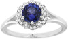 1.09CT DIAMOND & AAA TANZANITE 14KT WHITE GOLD 3D ROUND FLORAL ENGAGEMENT RING