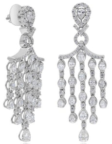 LARGE 5.11CT DIAMOND 18KT WHITE GOLD 3D PEAR SHAPE & MARQUISE MULTI ROW EARRINGS