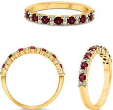 .63CT DIAMOND & AAA RUBY 14KT YELLOW GOLD ROUND CLASSIC SEMI ETERNITY FUN RING