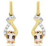 .90CT DIAMOND & AAA MORGANITE 14K YELLOW GOLD OVAL & ROUND LOVE HANGING EARRINGS