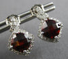 ESTATE 2.78CT DIAMOND & AAA GARNET 14KT WHITE GOLD SQUARE HALO HANGING EARRINGS
