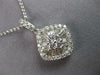 ESTATE 1CT DIAMOND 18K WHITE GOLD ROUND & BAGUETTE CLUSTER FUN FLOATING PENDANT