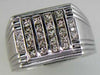 .83CT DIAMOND 14K WHITE GOLD ROUND & PRINCESS MULTI ROW CHANNEL SQUARE MENS RING
