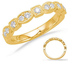 .29CT DIAMOND 14K YELLOW GOLD 3D ROUND MARQUISE SHAPE & HEXAGON ANNIVERSARY RING