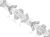 ESTATE WIDE 4.50CT DIAMOND 14K WHITE GOLD ROUND & PRINCESS PYRAMID MENS BRACELET
