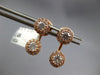 1.20CT DIAMOND 14KT ROSE GOLD 3D DOUBLE SOLITAIRE HALO FLOWER HANGING EARRINGS