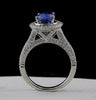 WIDE 3.0CT DIAMOND & AAA SAPPHIRE 18K WHITE GOLD 3D OVAL & ROUND ENGAGEMENT RING
