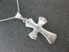 ESTATE .18CT DIAMOND 14KT WHITE GOLD MATTE & SHINY ETOILE CROSS FLOATING PENDANT