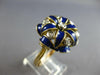 ANTIQUE LARGE .18CT OLD MINE DIAMOND & BLUE ENAMEL 18KT 2 TONE GOLD RING #27709