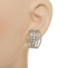 WIDE 1.08CT DIAMOND 18KT WHITE GOLD 3D MULTI ROW MATTE & SHINY CLIP ON EARRINGS