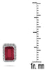 1.25CT DIAMOND & AAA RUBY 14KT WHITE GOLD 3D EMERALD CUT & ROUND SQUARE EARRINGS