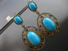 EXTRA LARGE 3.60CT DIAMOND & AAA SAPPHIRE & TURQUOISE 14KT ROSE GOLD 3D EARRINGS