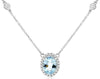 1.37CT DIAMOND & AAA AQUAMARINE 14K WHITE GOLD OVAL & ROUND BY THE YARD NECKLACE