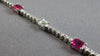 3.88CT DIAMOND & AAA RUBY 14KT WHITE GOLD OVAL ROUND & BAGUETTE TENNIS BRACELET