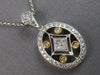 .43CT DIAMOND 18K 2 TONE GOLD 3D ROUND & PRINCESS FILIGREE OVAL FLOATING PENDANT