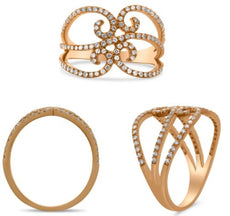 .44CT DIAMOND 14KT ROSE GOLD 3D ROUND DOUBLE HEART FILIGREE INFINITY LOVE RING