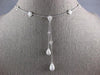 1.27CT DIAMOND 18KT WHITE GOLD FLOWER TEAR DROP LARIAT CHANDELIER LOVE NECKLACE