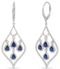 2.33CT DIAMOND & AAA SAPPHIRE 14KT WHITE GOLD MULTI TEAR DROP LEVERBACK EARRINGS