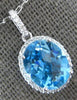 3.07CT DIAMOND & AAA BLUE TOPAZ 14KT WHITE GOLD 3D CLASSIC OVAL & ROUND PENDANT