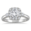 ESTATE 1.6CT DIAMOND 14KT WHITE GOLD 3D HALO SQUARE ENGAGEMENT WEDDING RING SET