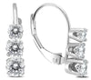 1.0CT DIAMOND 14KT WHITE GOLD CLASSIC 3 STONE JOURNEY LEVERBACK HANGING EARRINGS