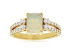 ESTATE 1.60CT DIAMOND & AAA OPAL 14K YELLOW GOLD CUSHION & ROUND ENGAGEMENT RING