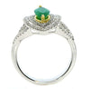 .99CT DIAMOND & AAA EMERALD 18K 2 TONE GOLD MARQUISE DOUBLE HALO ENGAGEMENT RING