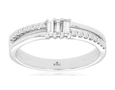 .20CT DIAMOND 14KT WHITE GOLD ROUND & BAGUETTE 3 STONE PAST PRESENT FUTURE RING