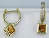 .99CT DIAMOND & AAA CITRINE 14K YELLOW GOLD 3D PRINCESS & ROUND HANGING EARRINGS