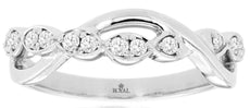 ESTATE .19CT DIAMOND 14K WHITE GOLD CLASSIC ROUND CRISS CROSS INFINITY LOVE RING
