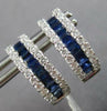 1.39CT DIAMOND & AAA SAPPHIRE 18KT WHITE GOLD 3 ROW HUGGIE HOOP HANGING EARRINGS